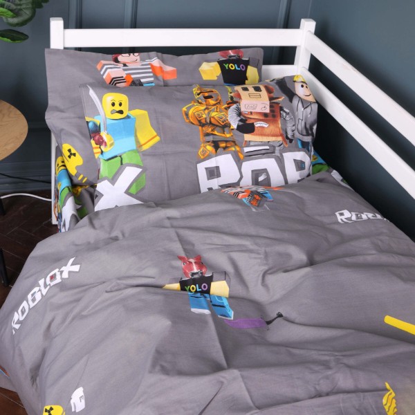 Фото - Комплект постельного белья MirSon Бязь 17-0821 Roblox game gray 220х240 (2200011552255)